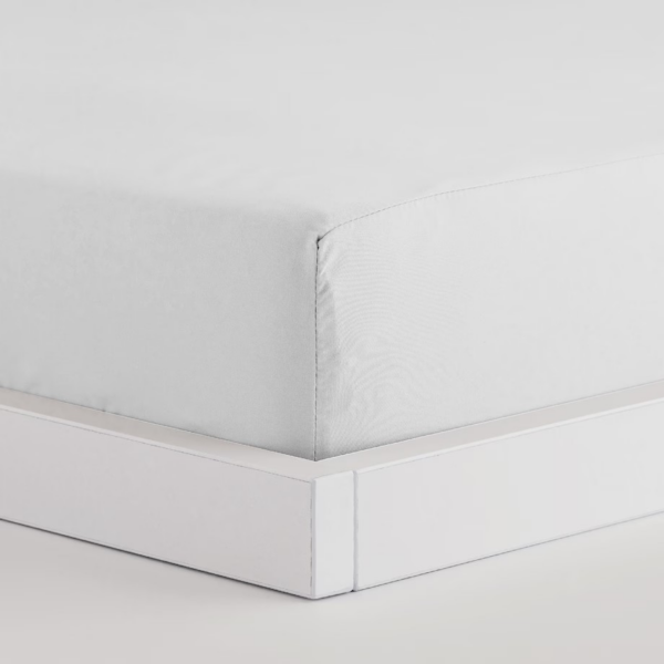voodilina kummiga SATINETTE 200x220x25cm looduslik valge